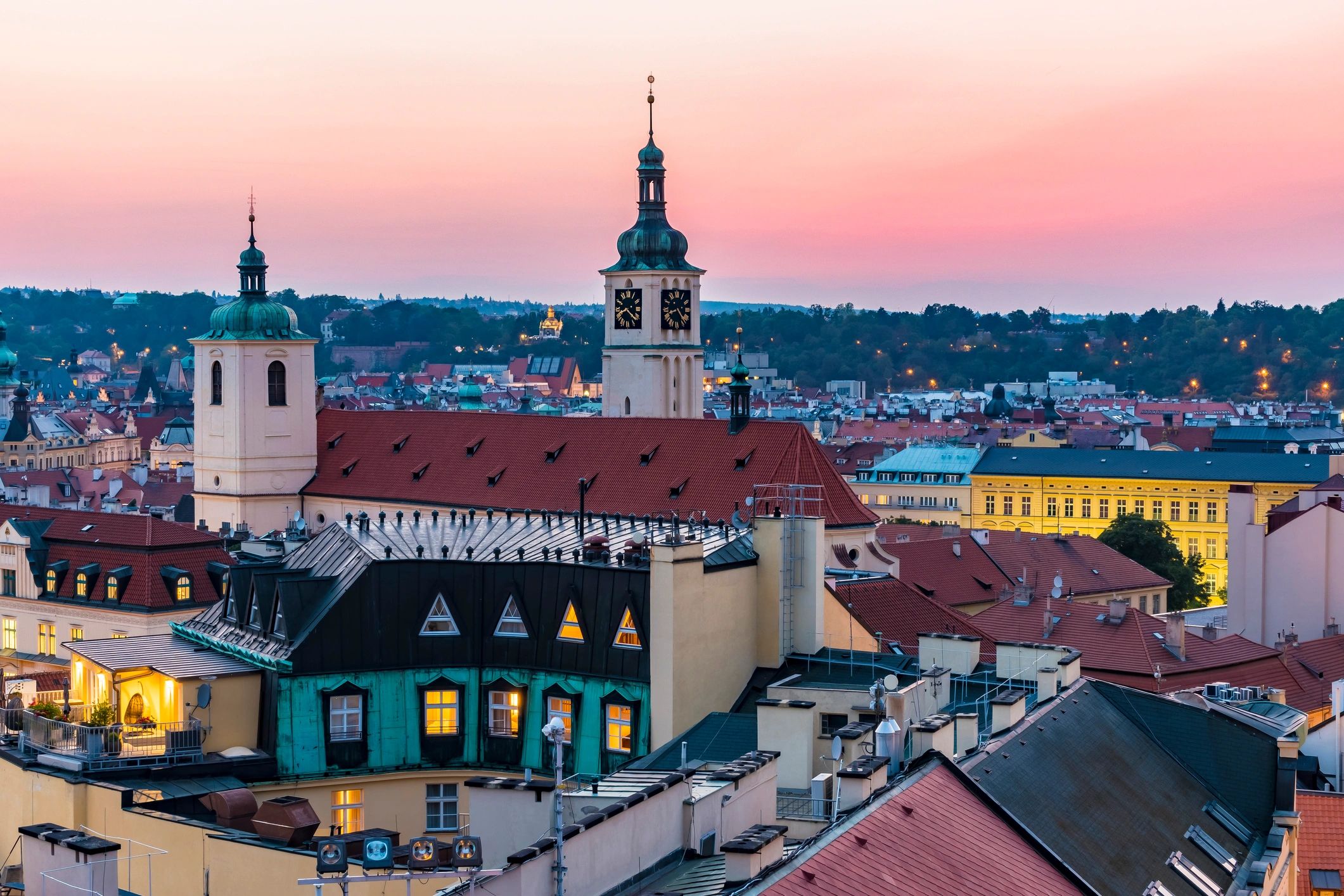 Prague old city at night